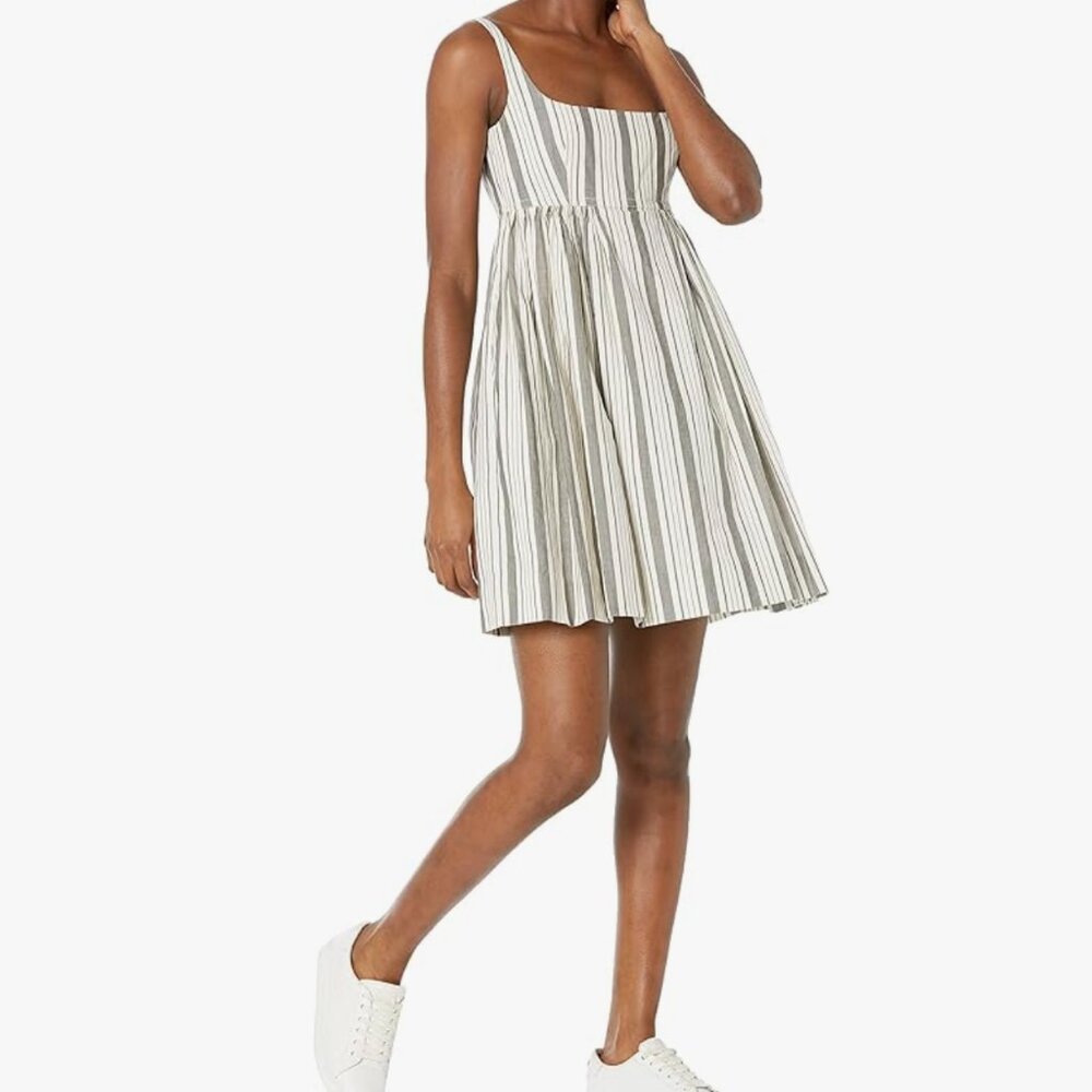 Rebecca Taylor grey and off white striped empire dress, size 12